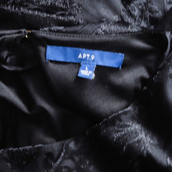 Apt. 9 Women’s Dress Dark Academia Velvet Romantic Noir Burnout Floral Size L - Picture 6 of 8